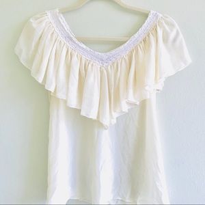 Worn once. S to M sheer off-shoulder blouse